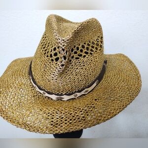Gonzalez SGV Sweet Grass Woven Straw Wicker Brimmed Cow Hat